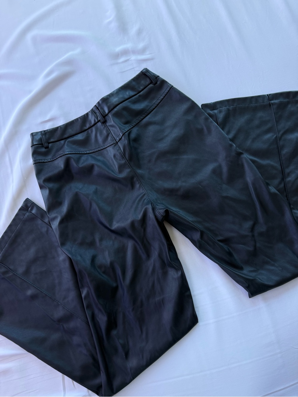Black faux leather pants